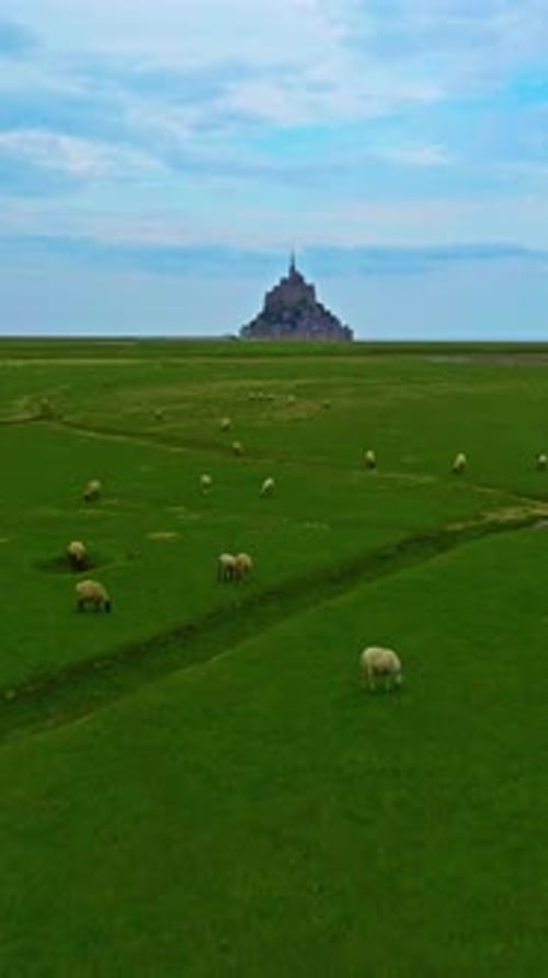 Aerial View of Amazing Mont Saint Michel Castle Fly Over Mont SaintMichel One of Europe's Most