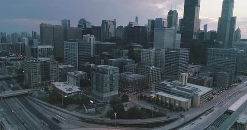 Aerial view of Chicago downtown, United States.