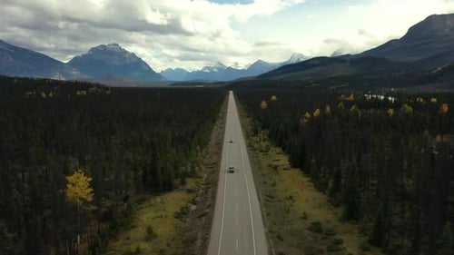 Vista aérea do caminho do Icefield Park no outono.