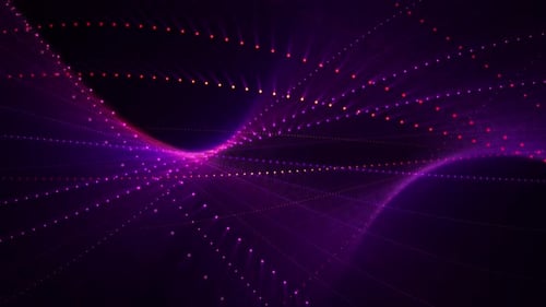 Nahtloser Loop-Hintergrund mit eleganter abstrakter Form aus gepunkteten Linien mit hellem Glüheffekt