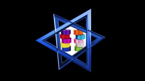 3D Rotating Hanukkah Star of David with Colorful Candles