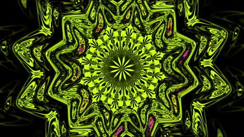 Abstract Glowing Neon Green Fractal Kaleidoscope Loop