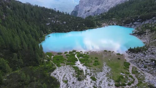 Lago di Sorapis or Sorapis lake in Dolomites Alps mountains