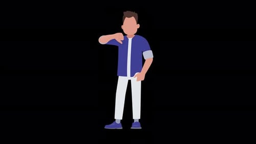 Flat Design Man Giving Thumbs Down Gesture Animation