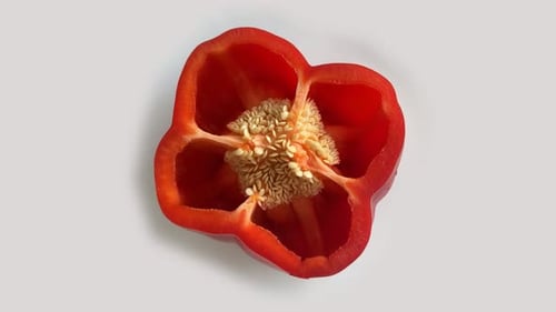Sliced Red Bell Pepper Close Up