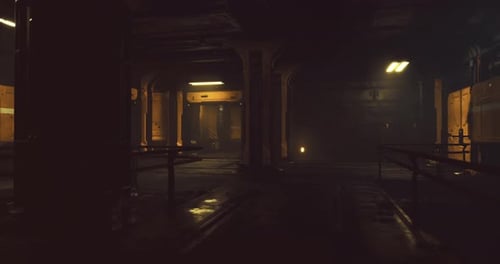 Dark Futuristic Industrial Corridor Walkthrough Animation