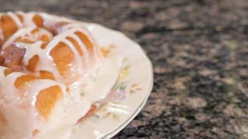 Iced Pastry on Decorative Plate