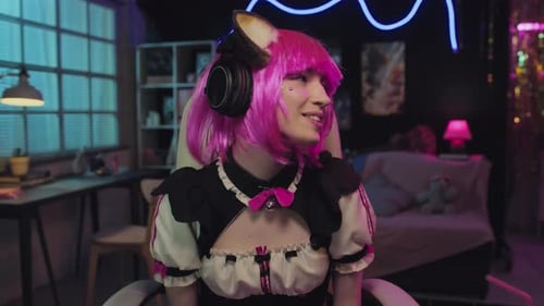 Cute Young Anime Fan Starting Live Stream