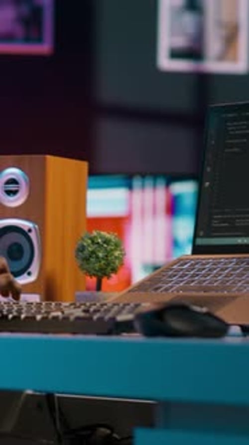 Vertical Video African American System Engineer Using AI System to Write Computer Program Code