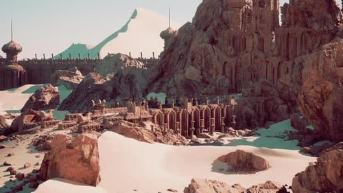 A Large Stone Building with Many Spires on Top of It