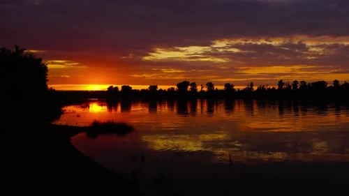 River Sunset Landscape Timelapse Pan View