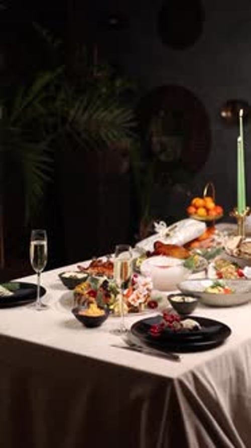 Nicely Decorated Dining Table with Variety of Foods