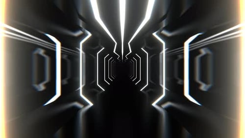White Strobe Neon Sci Fi Corridor Background Vj Loop I 4K
