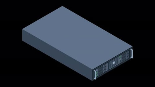 Flat Design Isometric Server Rack Unit Animation