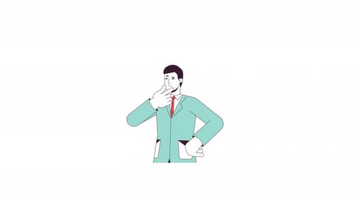 Animated Man Thinking with Question Marks in Flat Design