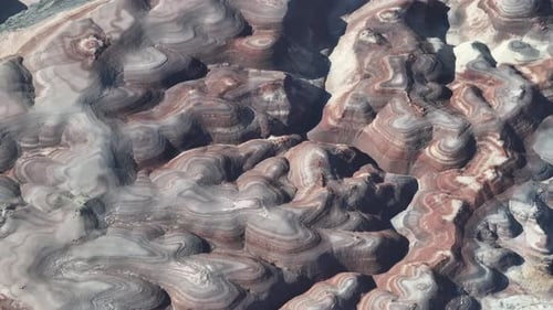 Aerial view of colorful geological formations, United States.