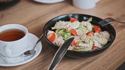 Caesar Salad Cafe Table Healthy Meal
