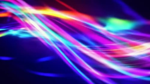 Lebendige abstrakte Neonlichtspuren, die im dunklen Raum fließen 4K