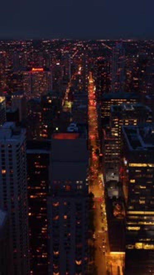 Wonderful skyline picture of impressive Chicago at night time.