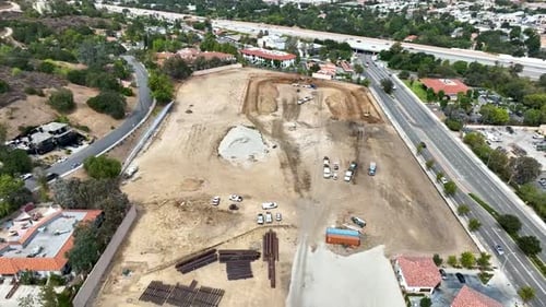 Aerial Progress View of a Large Scale Urban Construction Site