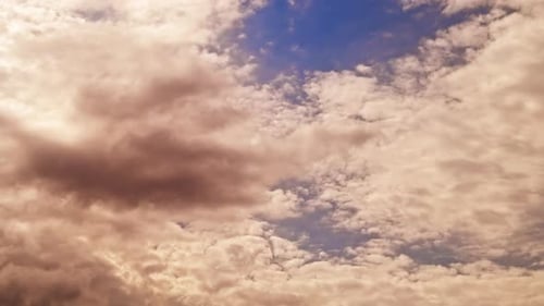 Golden Clouds Flowing in Dramatic Time Lapse Sky