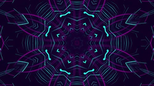 Neon Geometric Kaleidoscope Lines Background Loop