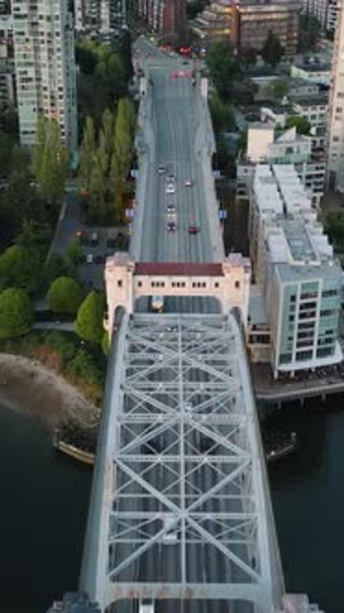 Stunning Top View on Downtown of Granville Bridge and False Creek in Vancouver