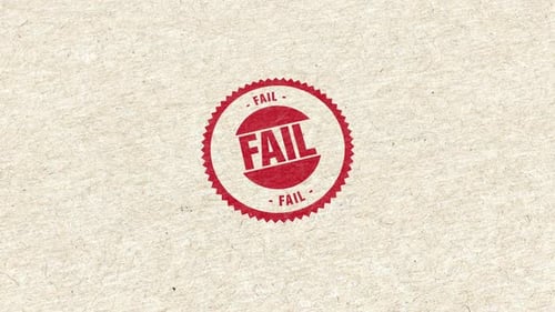 Golden Seal Presses Red Fail Stamp on Textured Paper