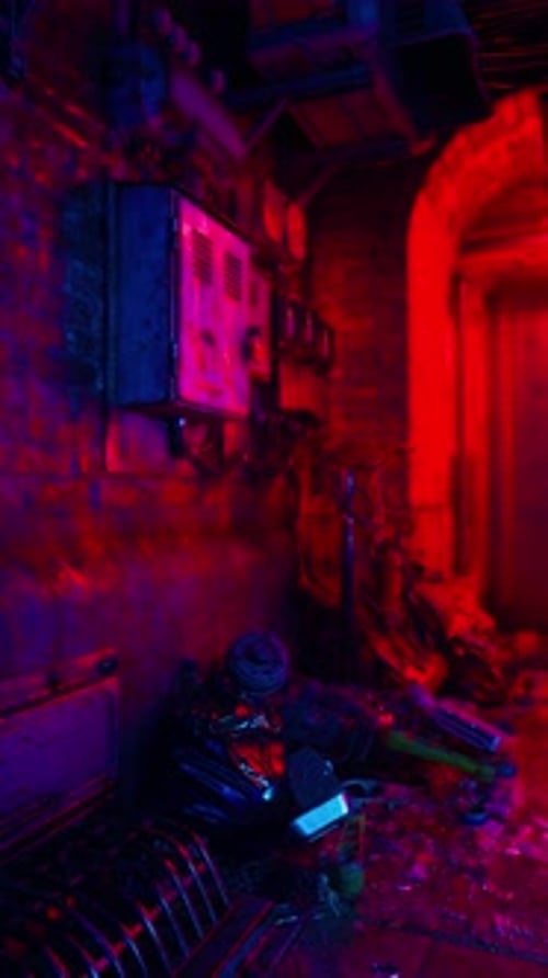 Room Illuminated By Red and Blue Lights