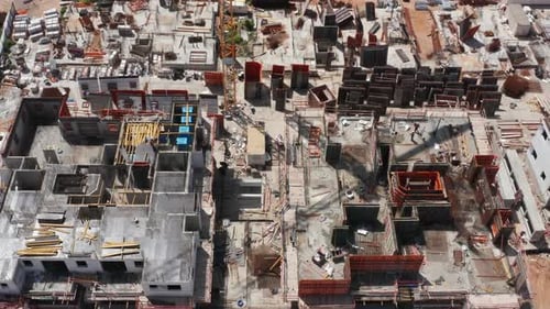 Aerial footage of a large Residential compound during early stages of construction