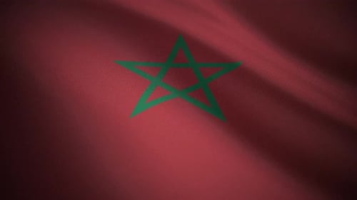 Morocco National Flag Waving in Realistic Fabric Style