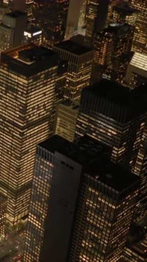 Vertical Video of Modern Urban City High Rise Buildings Real Estate