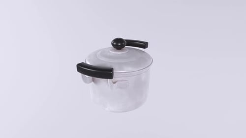 Rotating 3D Rendered Cooking Pot with Black Handles