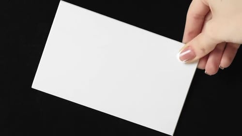 Vertical Video White Card Hand Mockup Paper Sheet