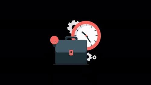 Office Bag with Clock. Working Time Concept Animation Video - Transparent