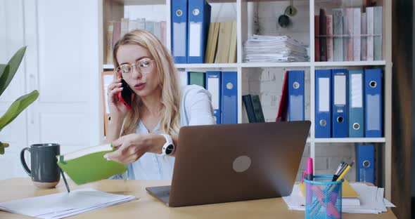 Nicelooking Confident Woman Office Secretary is Calling on Smartphone ...