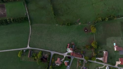 Top View to Bottom, houses and green grass