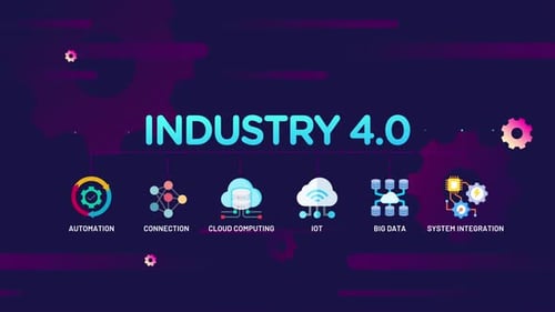 Industry 4.0 Animated Infographic with Technology Icons
