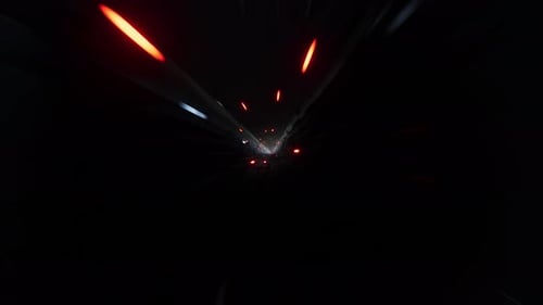 Flying In The Tunnel With Neon Lights