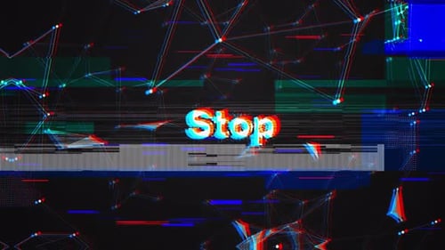 Abstract Blue Plexus Network Background with Glitch Text Reveal