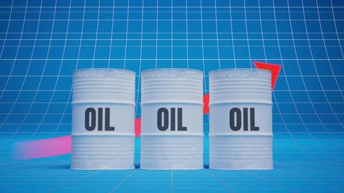 Oil Barrels and Upward Trend Graph Animation