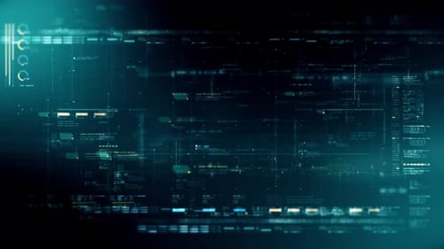 Futuristic Head-Up Display with Digital Data and Tech Elements