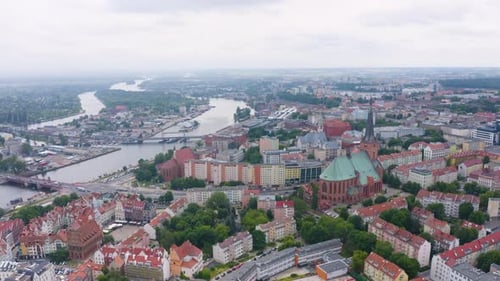 Aerial view of Szczecin panorama
