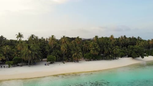 Paradise Beach With Palms. Resort Island In The Ocean. Maldives