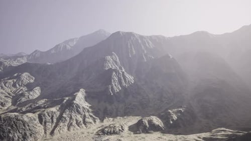View of the Afghan Mountains in Fog