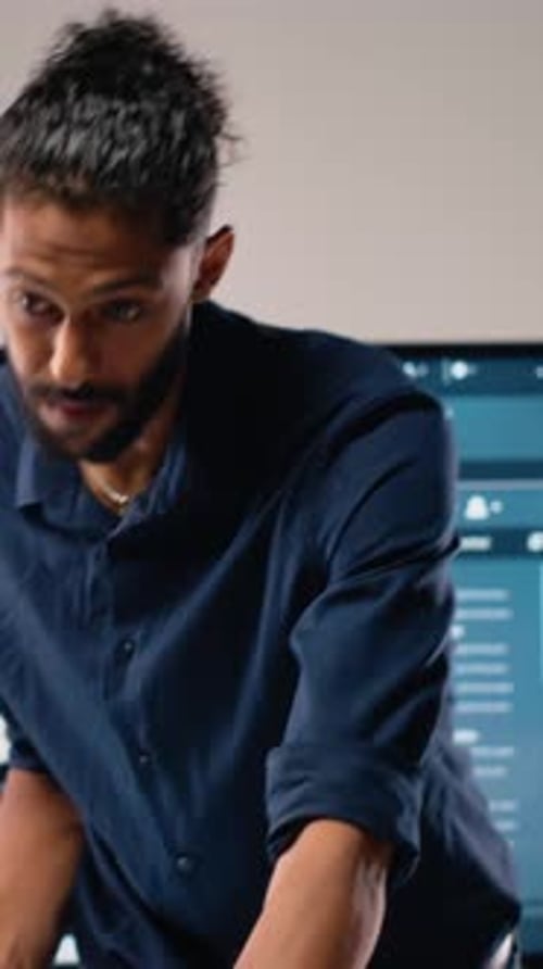 Vertical Video Middle Eastern Urban Developer Presenting Blueprints Master Plan to Colleagues