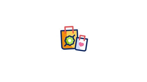 Animated Flat Design Shopping and Gift Bags Icon