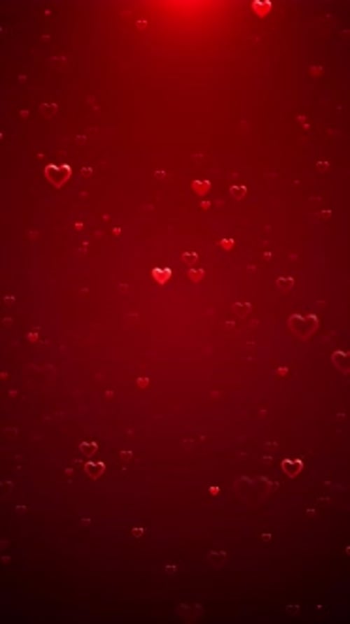 Animated Red Hearts Floating Upwards Vertical Background