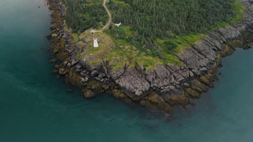 Aerial View Boars Head Lighthouse Historical Maritime Navigation In Nova Scotia