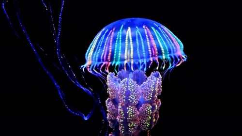 Bioluminescent Jellyfish Animation with Vibrant Neon Colors